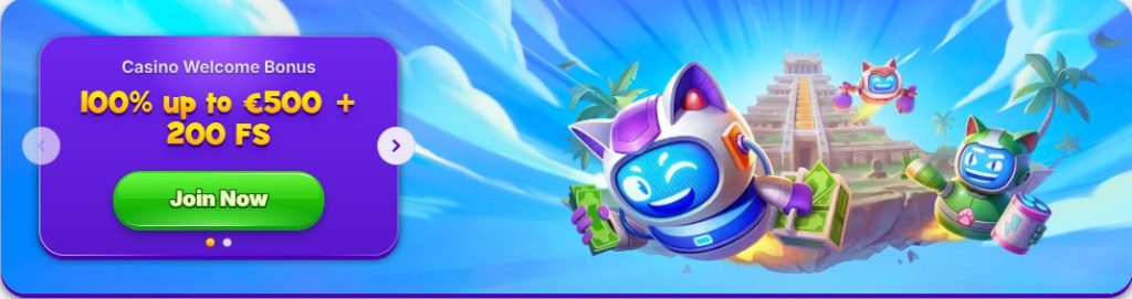 RoboCat üdvözlő bónusz banner új játékosok számára