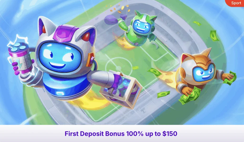 RoboCat sport első befizetési bónusz 150 dollár értékben